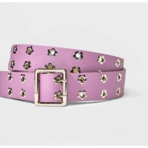 Women's Double Daisy Floral Grommet Belt- Wild Fable' Purple Size M